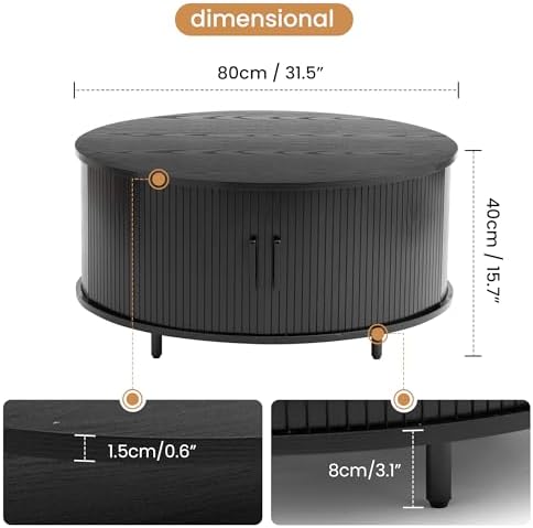 COSIEST 31.5" Round Coffee Table - Image 2
