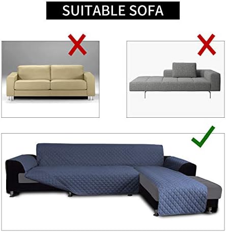 Easy-Going Reversible L-Shape Sectional Couch Cover, Dark Blue - Image 4