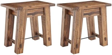 Alaterre Durango Rustic Industrial Solid Wood End Table/Nightstand Set of 2 - Image 7