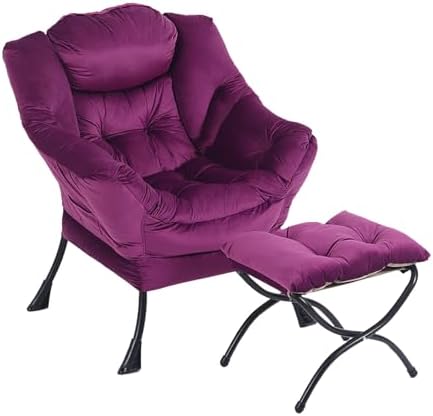LITA Lazy Chair with Ottoman, Comfy Accent Reading Chair, Velvet Purple by LITA