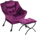 LITA Lazy Chair with Ottoman, Comfy Accent Reading Chair, Velvet Purple by LITA
