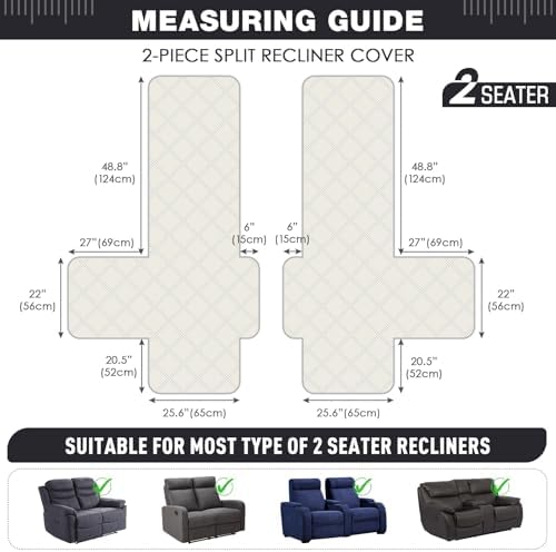 TAOCOCO 100% Waterproof Loveseat Recliner Cover, Non Slip Split Recliner Couch - Image 5