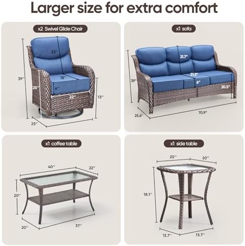 Swivel Patio Chairs sofa Set of 5 - Image 2
