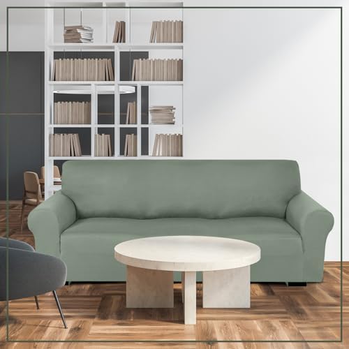 Peryiter 3 Pcs Couch and Loveseat Sofa Covers, Sage Green, Milk Silk - Image 7