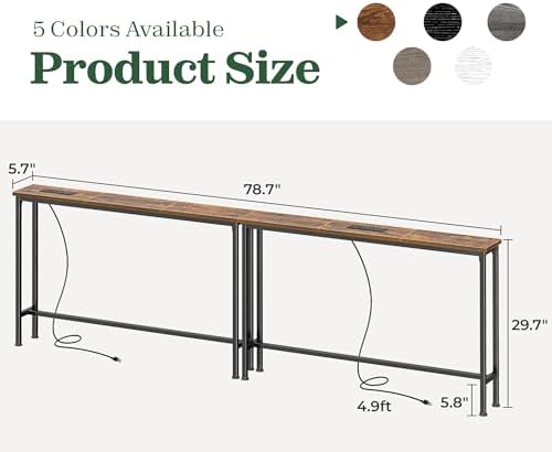 SUPERJARE 78.8 inch Narrow Behind Couch Table - Image 3