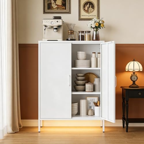 Metal Locker Cabinet, 3 Tier Modern Storage Freestanding Sideboard - Image 4