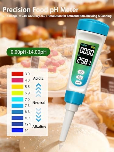Food pH Tester for Fermenting – Digital pH Meter for Food pH 0-14, Dual-Sensor - Image 2