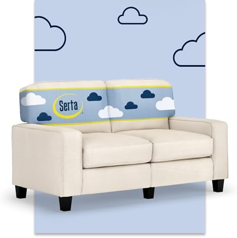 Serta Palisades 61" Track Arm Sofa, Easy Care Polyester, Soft Pillow Back by Serta