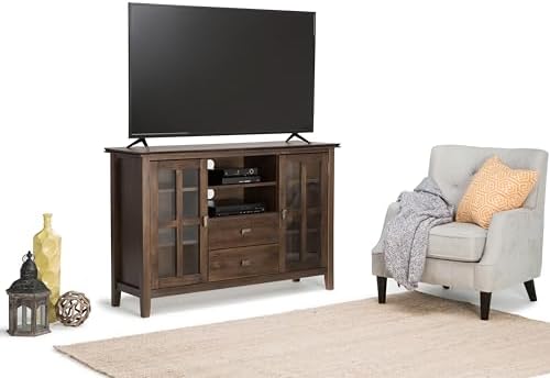SIMPLIHOME Artisan 53" Wide Solid Wood TV Stand in Natural Aged Brown - Image 3