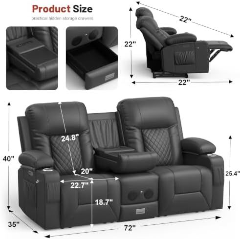 Power Loveseat Recliner, Wall Hugger RV Reclining Loveseat - Image 2