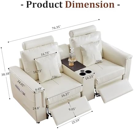ORRD Power Reclining Sectional Sofa, Electric Loveseat Recliner - Image 2