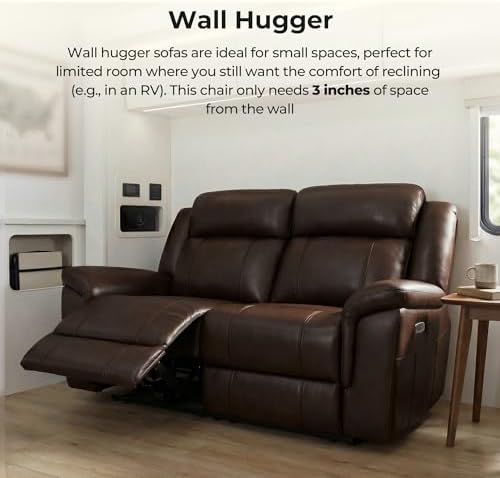 CHITA Leather Power Recliner Sofa, Dark Brown, Loveseat - Image 3
