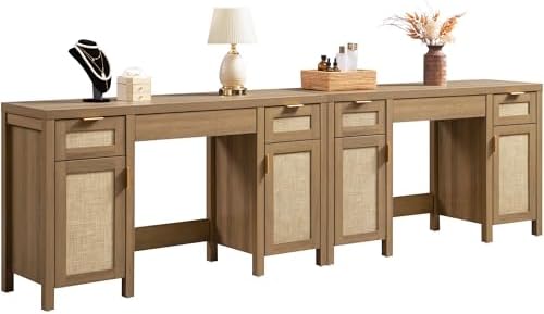 SICOTAS 52" Rattan Vanity Home Office Desk Vanity Table by SICOTAS