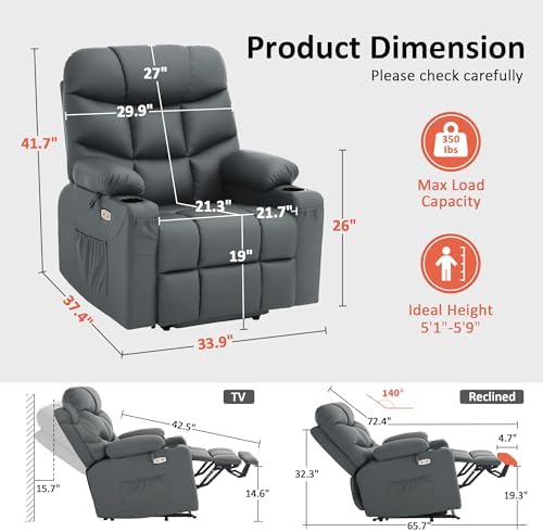 MCombo Power Lift Recliner for Elderly, Leather 7287 - Image 3