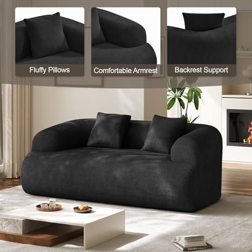75" Boneless Cloud Loveseat, Modern Cute Curved Chenille Sofa, 2 Seater - Image 4