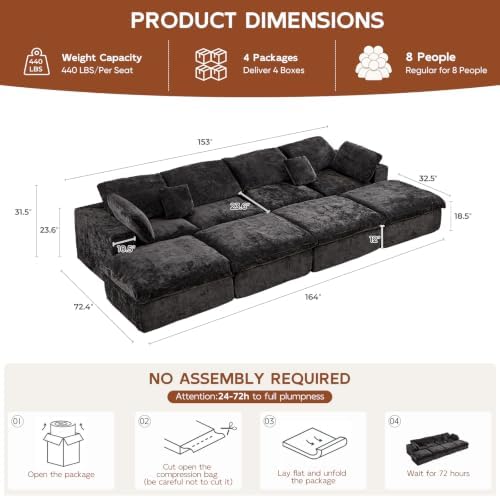 153" Oversized Boneless Sleeper Couch - Image 2