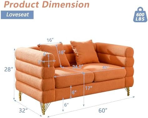 mikibama Modern Teddy Loveseat Sofa, 60 Inch Sectional Sofa Couch, Luxury 2 - Image 2