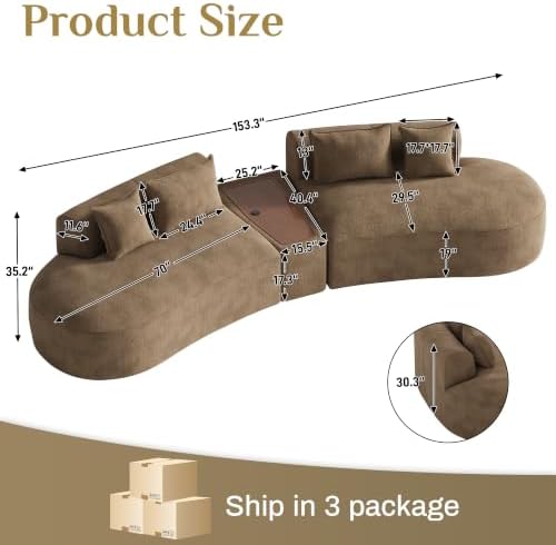 154" Oversized Sectional Sofa for Living Room, Modern Luxury Plush Chenille - Image 5