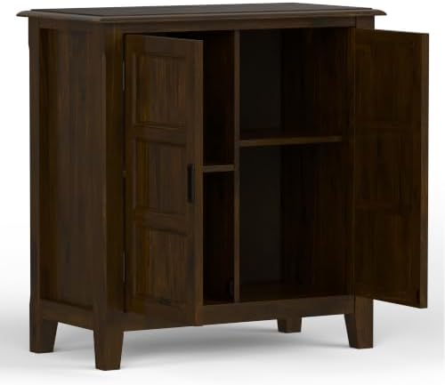 SIMPLIHOME Burlington 30" Wide Solid Wood Cabinet in Mahogany Brown - Image 5