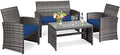 Tangkula 4 PCS Wicker Patio Conversation Set, Outdoor Rattan Sofas by TANGKULA