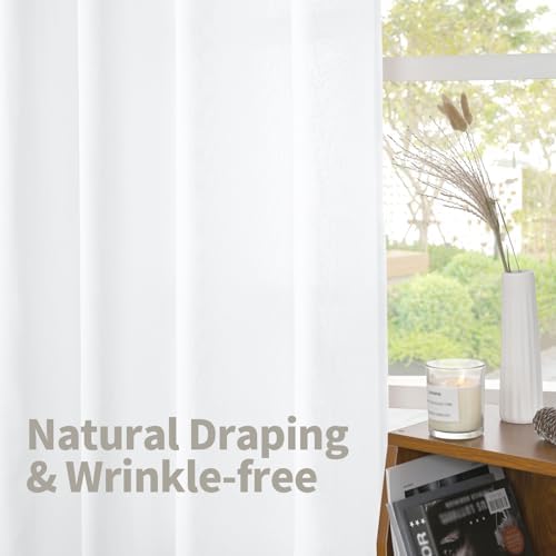 YoungsTex White Linen Kitchen Window Curtains 36 Inch Length Over Sink - Image 6