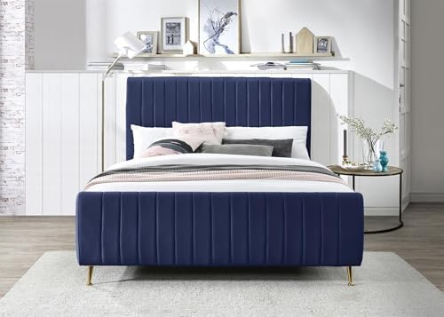 Meridian Furniture Zara Collection Modern | Contemporary Velvet Upholstered Bed - Image 5