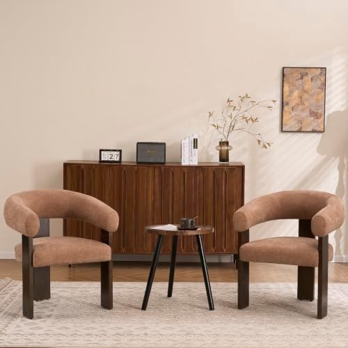 Accent Chairs Set of 2, Barrel Armchair, U-Shaped Backrest by IMMULIZEHOME