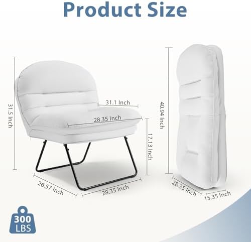 DUMOS Comfy Saucer Chair, PU Leather Foldable Chairs - Image 2