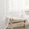 MIULEE White Sheer Curtains 2 Panels Embroidered Leaf Patterned, W52 x L63 by MIULEE