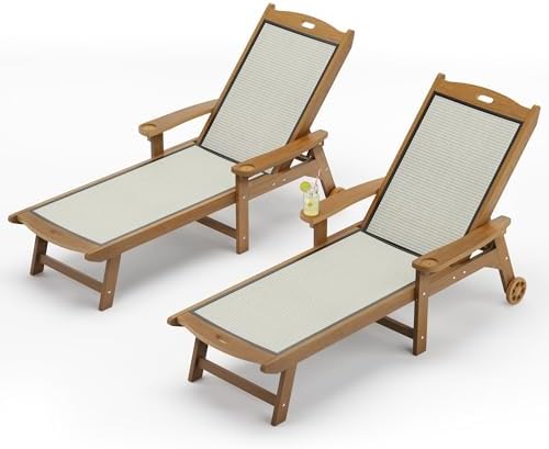 LUE BONA Chaise Lounge Chair Set of 4, HDPS & HDPE Wicker Material by LUEBONA