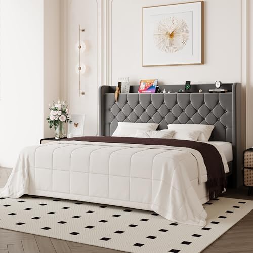 Allewie King Bed Frame, Storage Headboard & Charging Station - Image 3