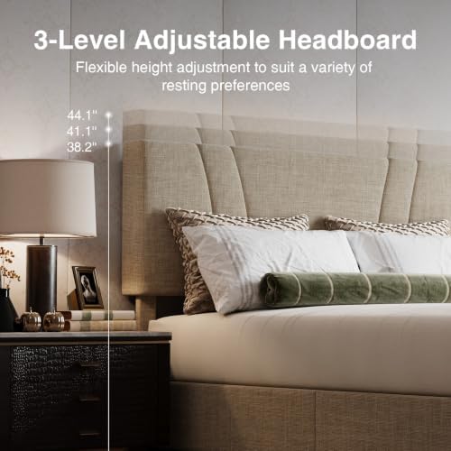 Novilla Full Lift Up Storage Bed Frame/Charging Station/LED Light - Image 6