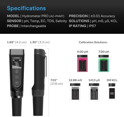 AC Infinity Hydroponic Meter PRO Kit, High Precision IP67 Digital pH Pen - Image 6