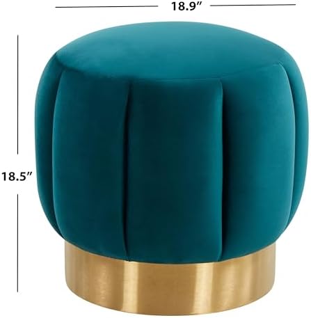 SAFAVIEH Couture Home Maxine Petrol Velvet Channel Tufted Living Room Bedroom - Image 3