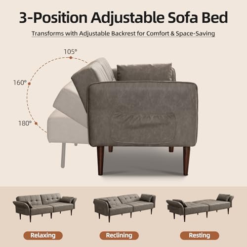 HALLYBEE 85" Futon Faux Leather Couch - Image 6