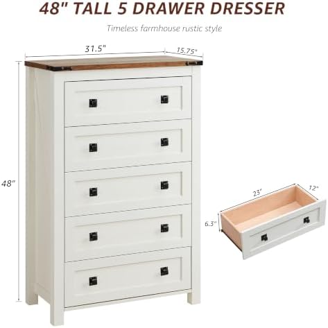 RedLemon Farmhouse 48" 5-Drawer Dresser - Image 2