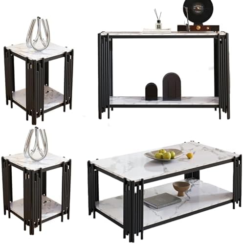4 Pieces Living Room Table Set, Modern Coffee Table, Console Table and 2 End by Unknown