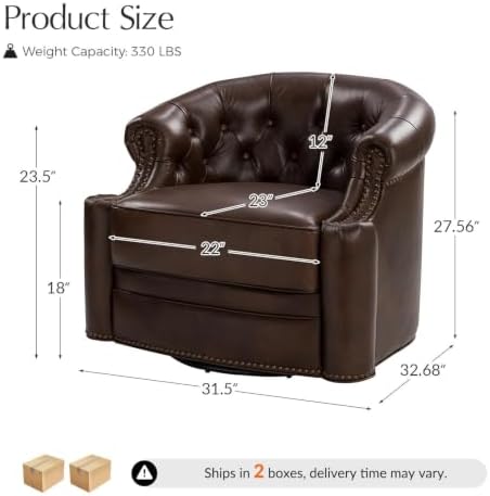 HULALA HOME Leather Swivel Accent Chairs Set of 2 - Image 2