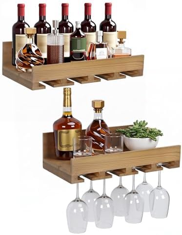 Novabright 2 Pack Wall Mounted Wine Rack, 15.7 x 8.66 Inch Rustic Farmhouse - Image 6