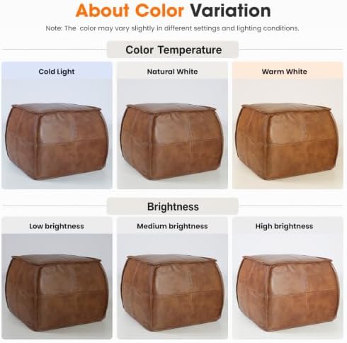 Leather Square Ottoman, Pouf for Living Room - Image 6