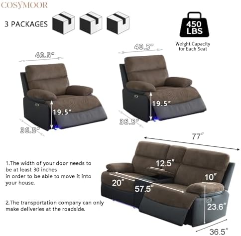 Corduroy Loveseat Set, Power Recliner Set - Image 2