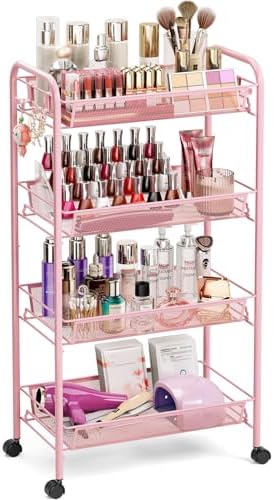 TOOLF 4 Tier Rolling Cart, Metal Utility Storage Cart by TOOLF