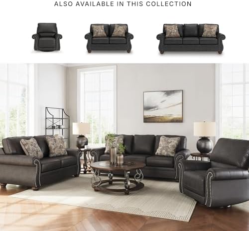 Signature Design by Ashley Faux Leather Sofa Couch, 92 in - Image 6