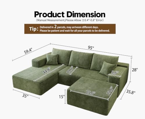 Settab 95" Boneless Couch Modular Sectional Sofa - Image 2