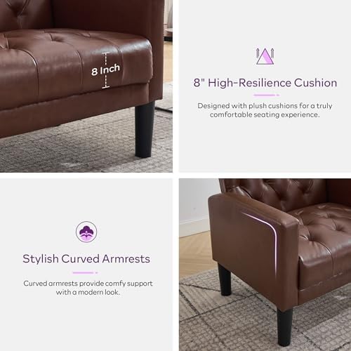 TYBOATLE Leather Accent Chair, Tufted Armchair - Image 5