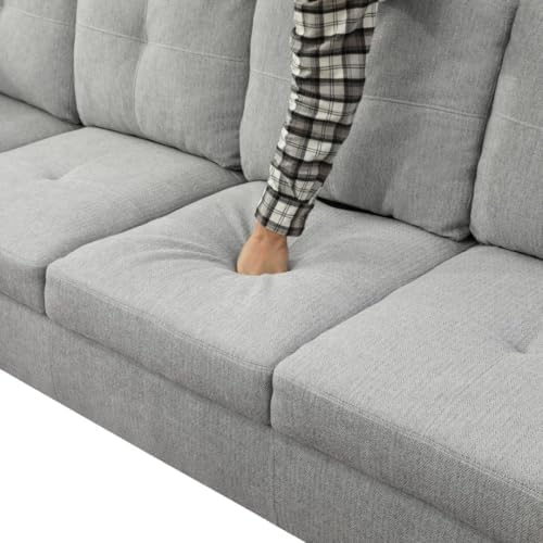 L-Shaped 3-Piece Flannel Sofa - Image 6