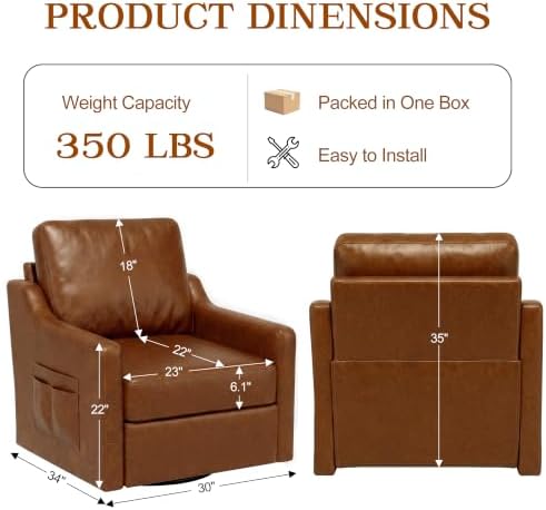 360° Swivel Accent Chair with High Back & Lumbar Support, Deep Seat - Image 2