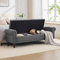 SOFTHION 67" Storage Bench for Bedroom, Linen Upholstered, Dark Grey by SofthionDesign