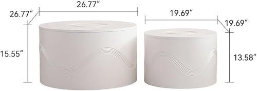 46.46'' White Round Coffee Table Set of 2 - Image 2