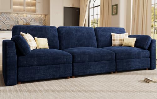 Oversized Modular Sectional Sofa 3-Seat Cloud Couches Blue - Image 3